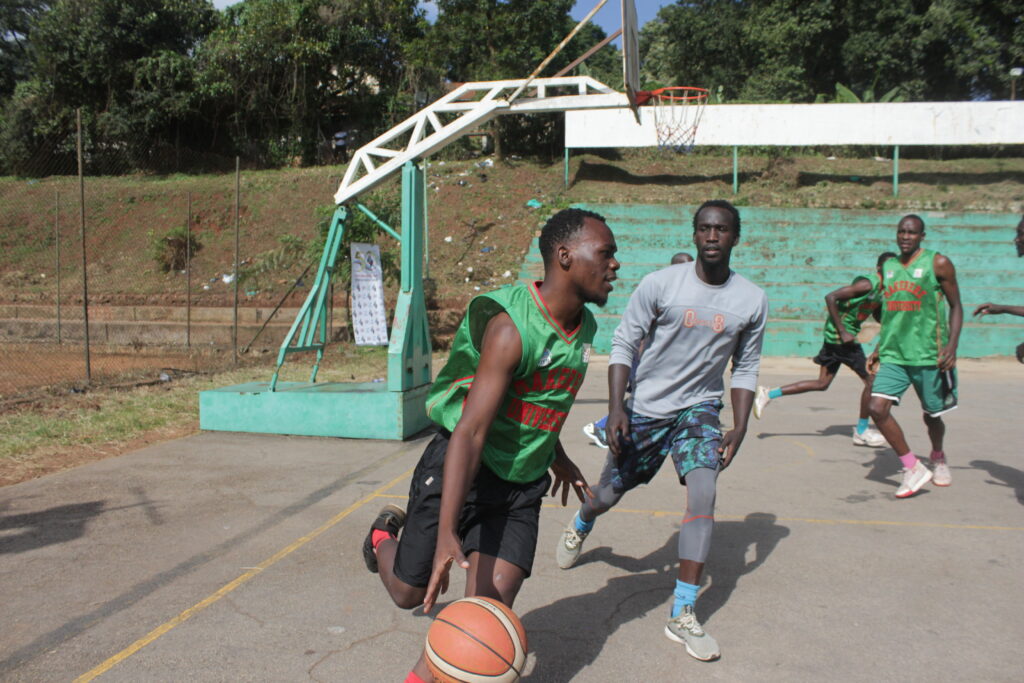 Makerere University 3x3 men’s team during a game at the main grounds.